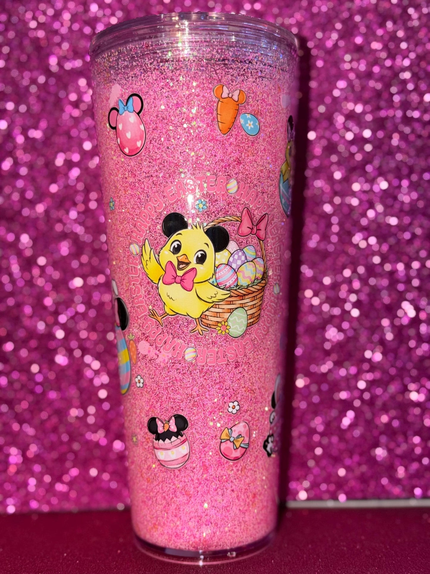 24oz pink Easter acrylic snowglobe