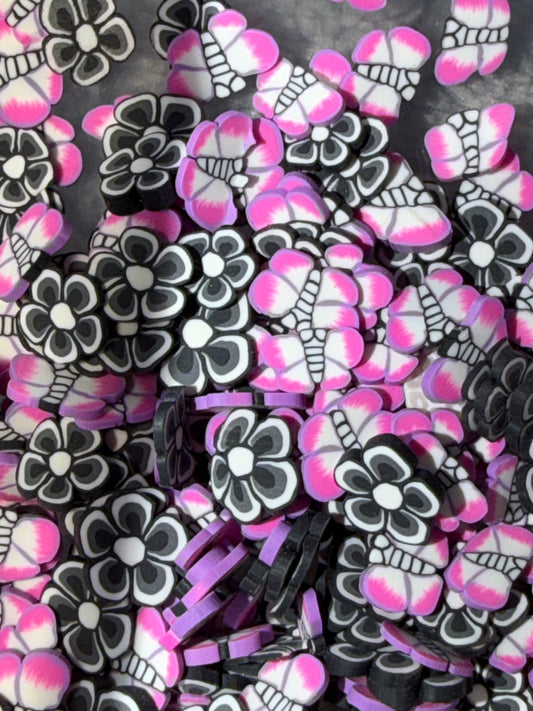 Black flower purple butterfly mix small scoop