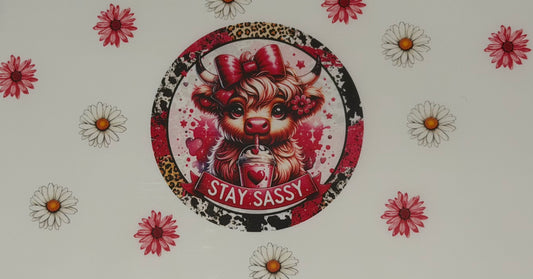Pink stay sassy cow decal